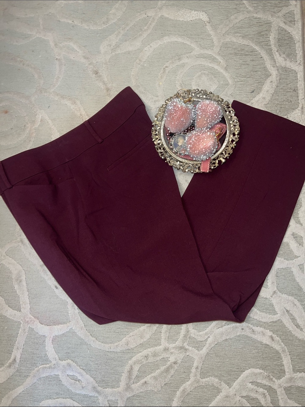 NWT🌷ANN TAYLOR LOFT🌷JULIE Burgundy straight leg polester rayon Spandex pant
